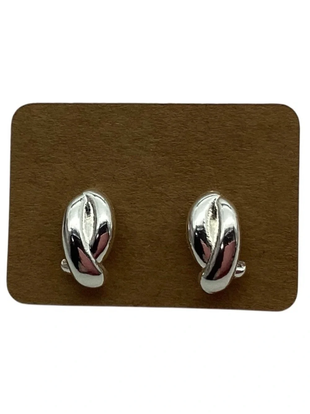 Chunky Sculpted Silver Tone Stud Earrings (NWT)